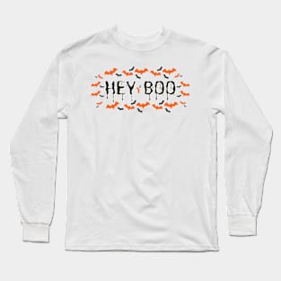 Hey Boo Spooky Halloween Design Bats For Men Women Kids Long Sleeve T-Shirt